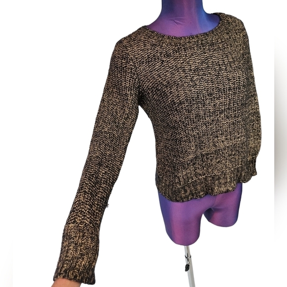 Eileen Fisher Black & Gold Knit Mohair Blend Sweater Size SP Women's Petite M15 - Picture 4 of 8